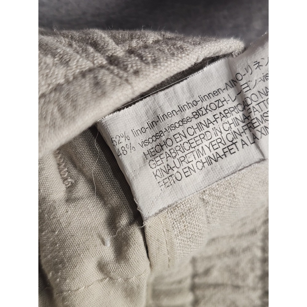 Zara Linen Blend Pull On Shorts Beige Elastic Waist Womens Medium Distressed - Picture 6 of 10